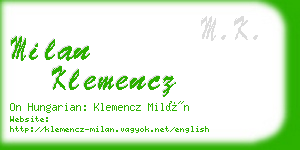 milan klemencz business card